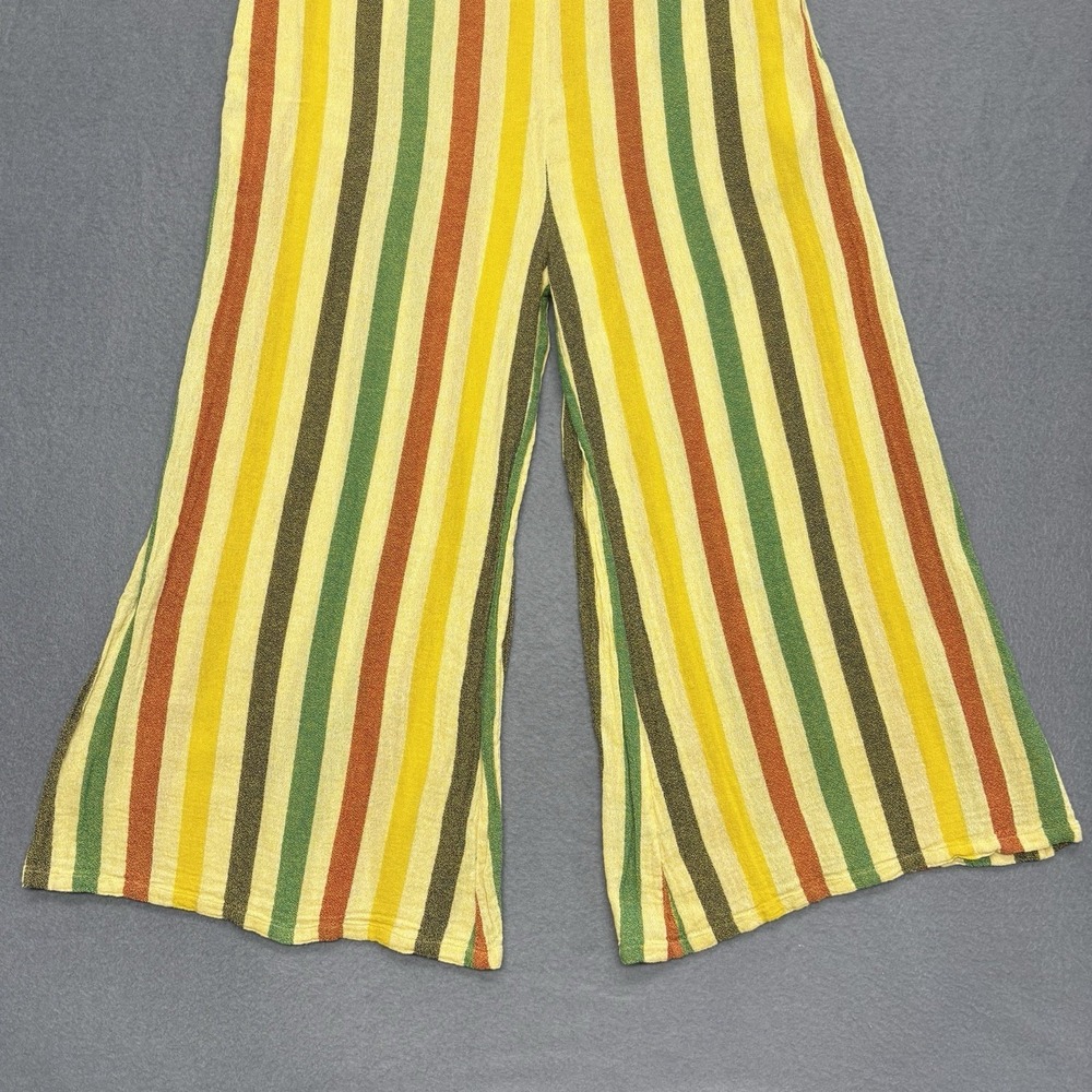 Suzie Kondi Striped Jumpsuit Cotton Gauze Resortwear Wide Leg Tie Shoulders XS - Picture 4 of 14